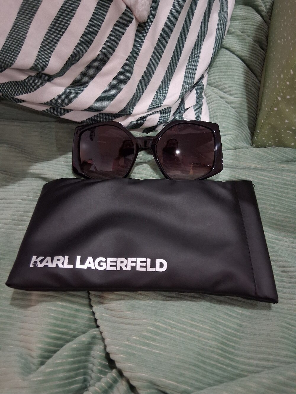 Karl Lagerfeld Women's Black Oversized Square Sunglasses